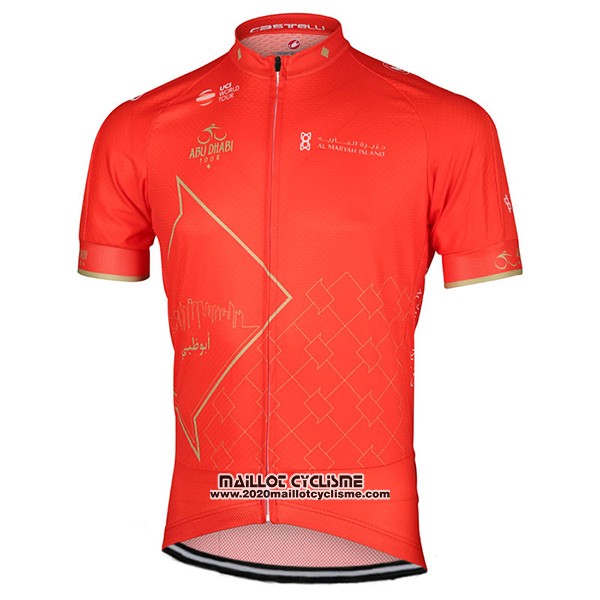 2017 Maillot Ciclismo Abu Dhabi Tour Orange Manches Courtes et Cuissard